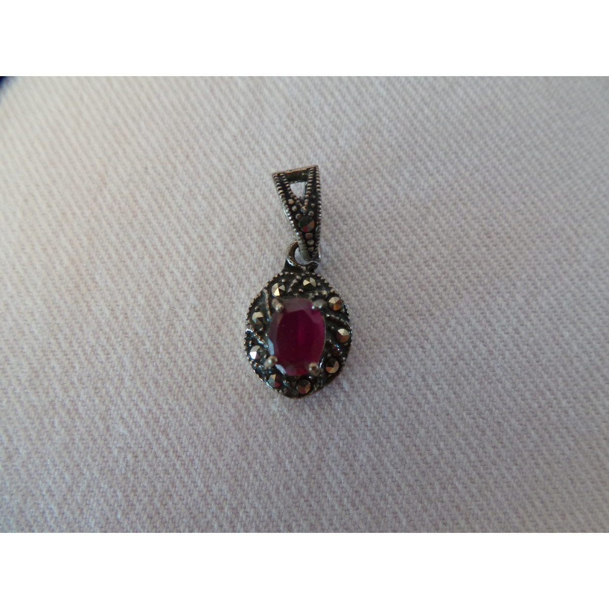 Silver & Ruby Stone  Jewelry Set - HA1039-Persian Handicrafts