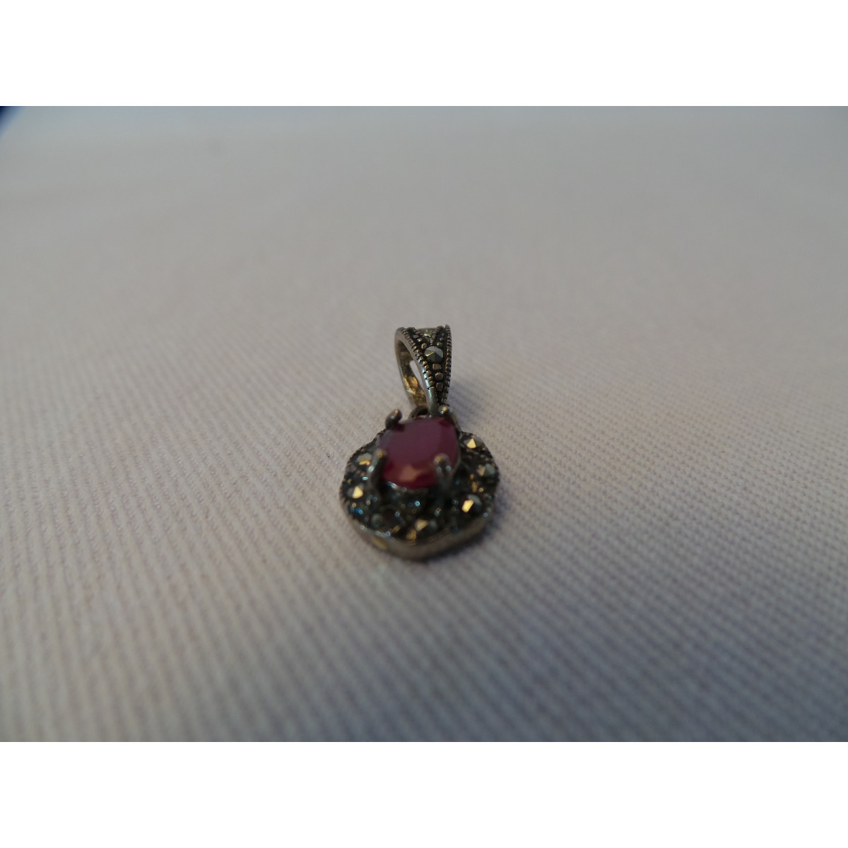 Silver & Ruby Stone  Jewelry Set - HA1039-Persian Handicrafts