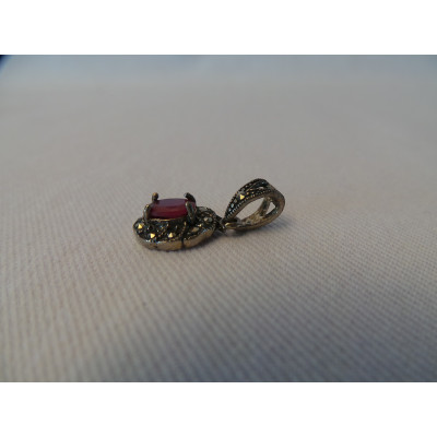 Silver & Ruby Stone  Jewelry Set - HA1039