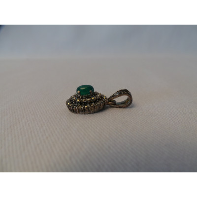 Silver & Jade Stone  Jewelry Set - HA1040