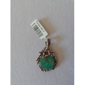 Handmade Turquoise Stone and Silver Pendant  - HA2090-Persian Handicrafts