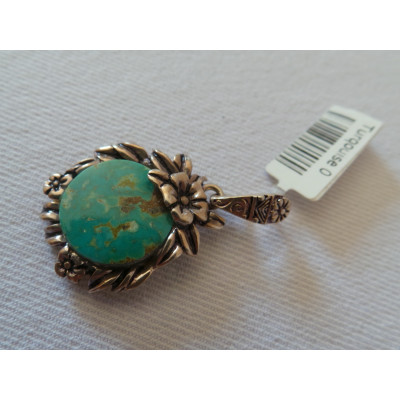 Handmade Turquoise Stone and Silver Pendant  - HA2090