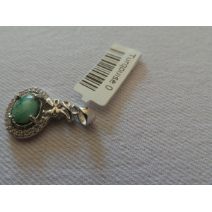 Handmade Turquoise Stone and Silver Pendant  - HA2091-Persian Handicrafts