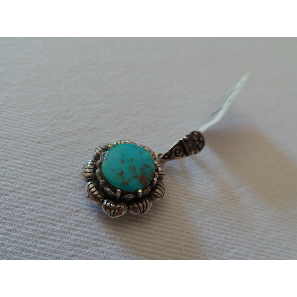 Handmade Turquoise Stone and Silver Pendant  - HA2092-Persian Handicrafts