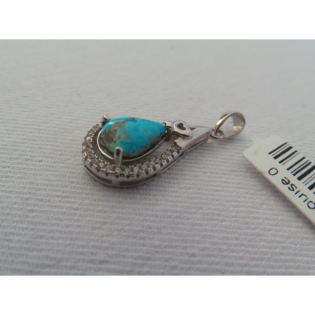 Handmade Turquoise Stone and Silver Pendant  - HA2093-Persian Handicrafts
