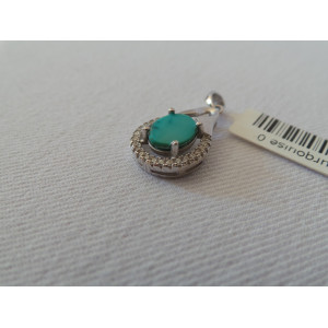 Handmade Turquoise Stone and Silver Pendant  - HA2094-Persian Handicrafts