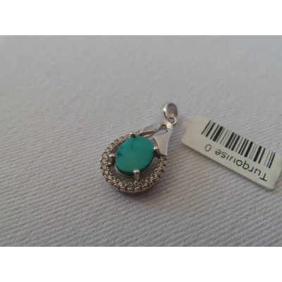 Handmade Turquoise Stone and Silver Pendant  - HA2094