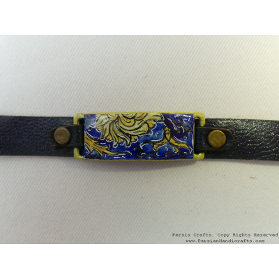 Enamel Minakari Leather Bracelet - HA3036 Enamel Minakari Leather Bracelet - HA3036