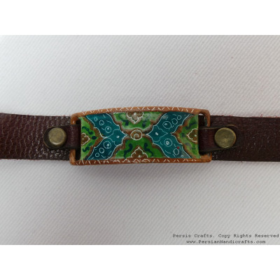Enamel Minakari Leather Bracelet - HA3037 Enamel Minakari Leather Bracelet - HA3037