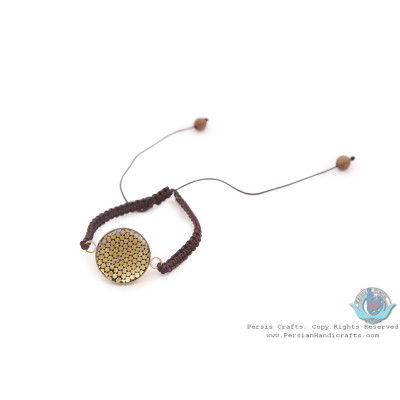 Brass & Khatam Adjustable Bracelet with Cotton Strap - HA3907
