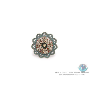 Brass & Khatam on Sun Shape Top Adjustable Ring - HA3909-Persian Handicrafts