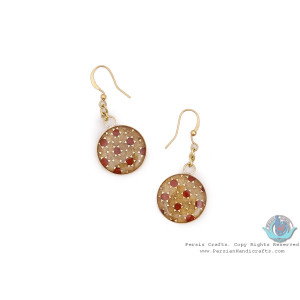 Brass & Sun Design Khatam on Cicrcle Shape Earrings - HA3910-Persian Handicrafts
