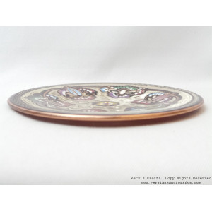 Enameled/Engraved Wall Hanging Plate - HE1025-Persian Handicrafts