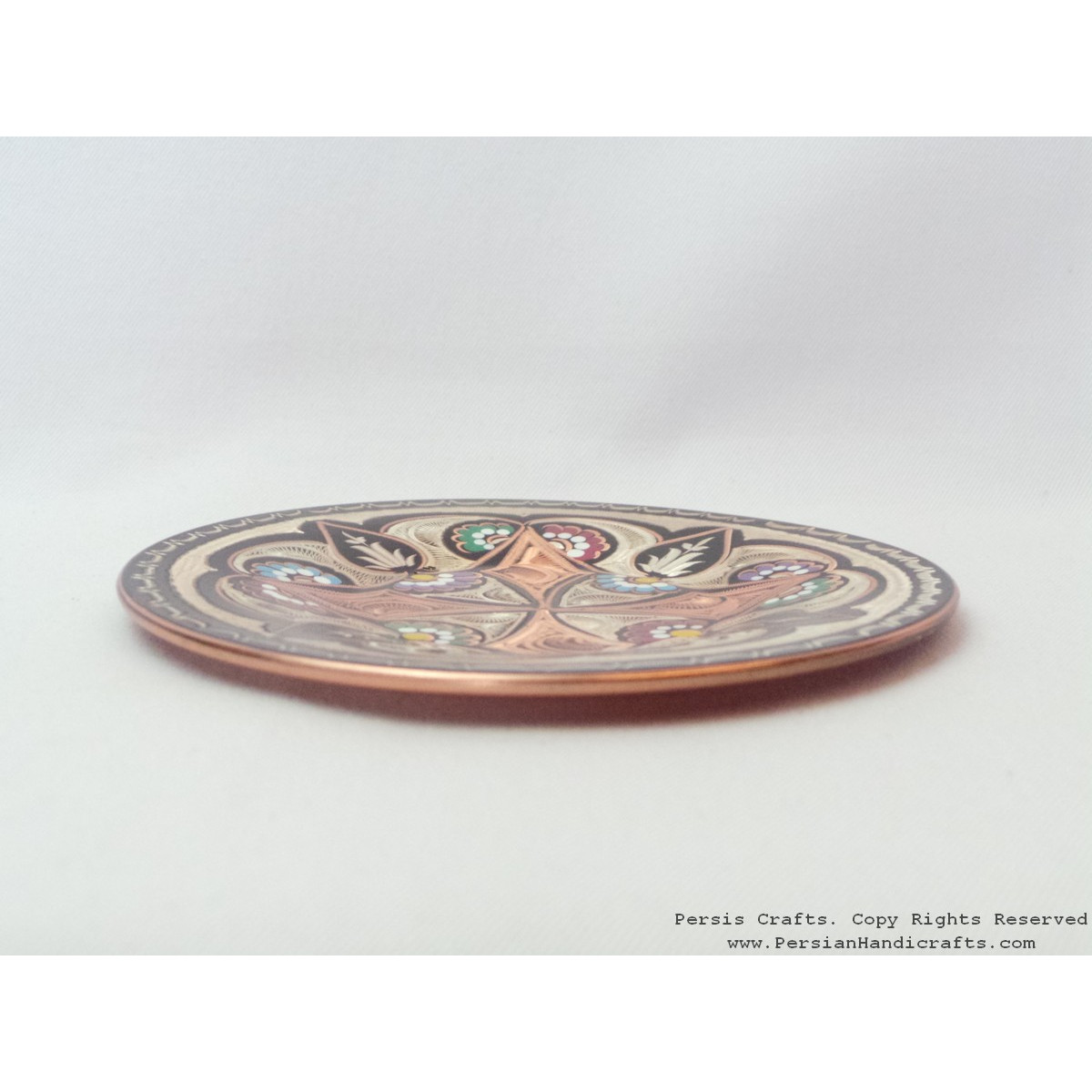 Enameled/Engraved Wall Hanging Plate - HE1026-Persian Handicrafts