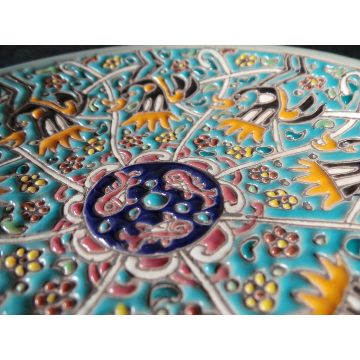 Enameled Pottery Plate & Dish - HE1029-Persian Handicrafts