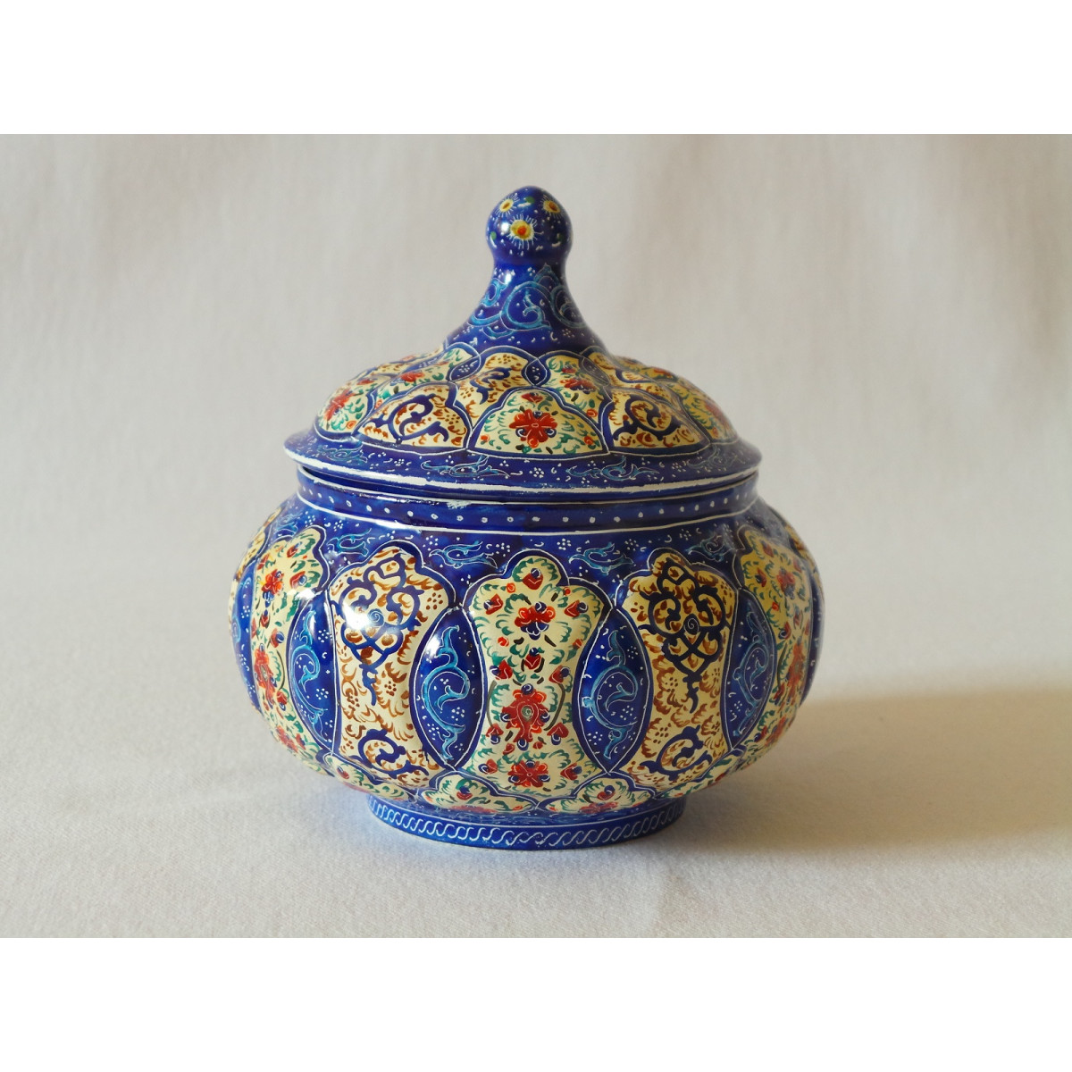 Enamel on Copper Sugar Pot/Candy Dish - HE2022-Persian Handicrafts