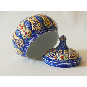 Enamel on Copper Sugar Pot/Candy Dish - HE2022-Persian Handicrafts