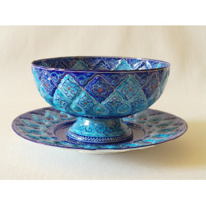 Enamel on Copper Candy/Nuts Bowl & Plate - HE2023-Persian Handicrafts
