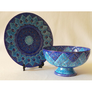 Enamel on Copper Candy/Nuts Bowl & Plate - HE2023-Persian Handicrafts