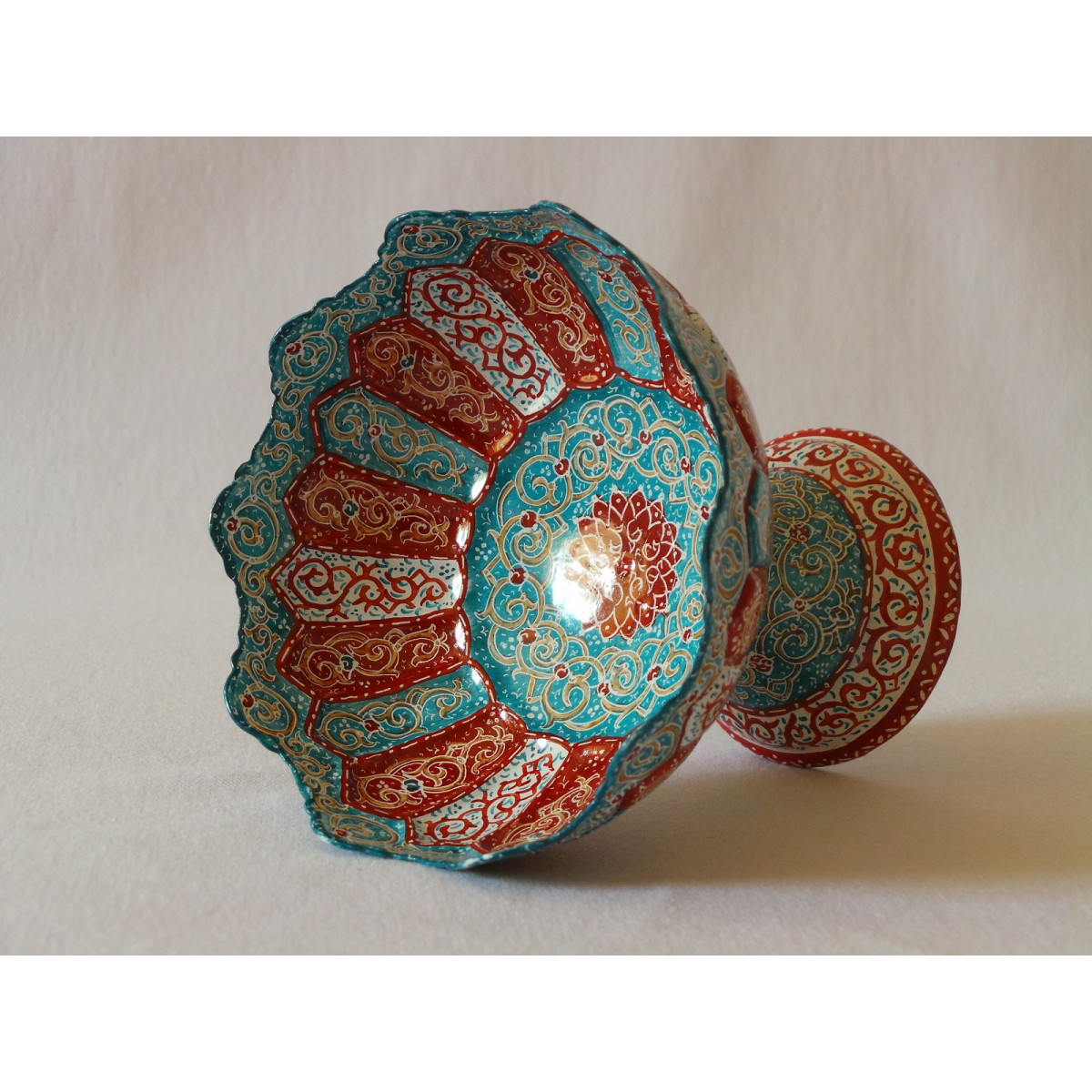 Enamel on Copper Pedestal Candy/Nut Bowl Dish - HE2026-Persian Handicrafts