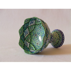Enamel on Copper Pedestal Candy/Nut Bowl Dish - HE2027-Persian Handicrafts