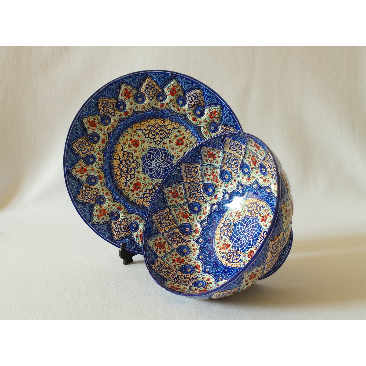 Enamel on Copper Candy/Nuts Bowl & Plate - HE2032-Persian Handicrafts