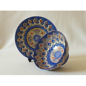 Enamel on Copper Candy/Nuts Bowl & Plate - HE2032-Persian Handicrafts