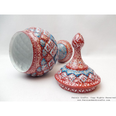 Enamel on Copper Pedestal Candy/Nut Bowl Dish - HE3000 Enamel on Copper Pedestal Candy/Nut Bowl Dish - HE3000