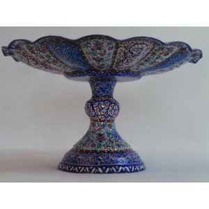 Enamel on Copper Pedestal Candy/Nut Dish - HE3001-Persian Handicrafts