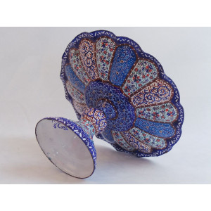 Enamel on Copper Pedestal Candy/Nut Dish - HE3001-Persian Handicrafts