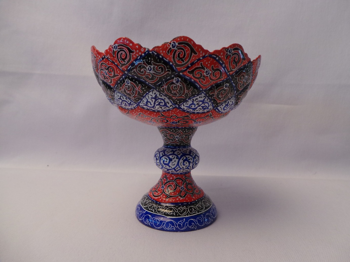 Enamel on Copper Pedestal Candy/Nut Bowl Dish HE3002 Persiada