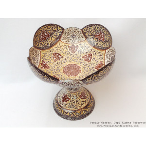 Enamel on Copper Pedestal Candy/Nut Bowl Dish - HE3010-Persian Handicrafts