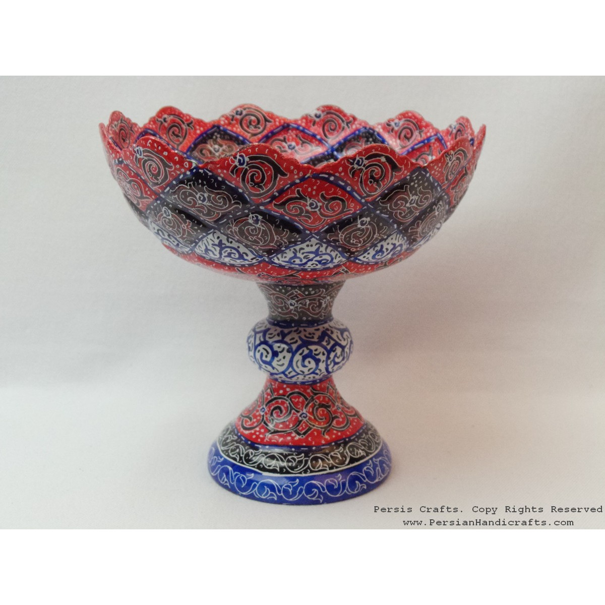 Decorative Copper Plate Hand-Painted with Persian Minakari Enamel  Golabetoon - ShopiPersia
