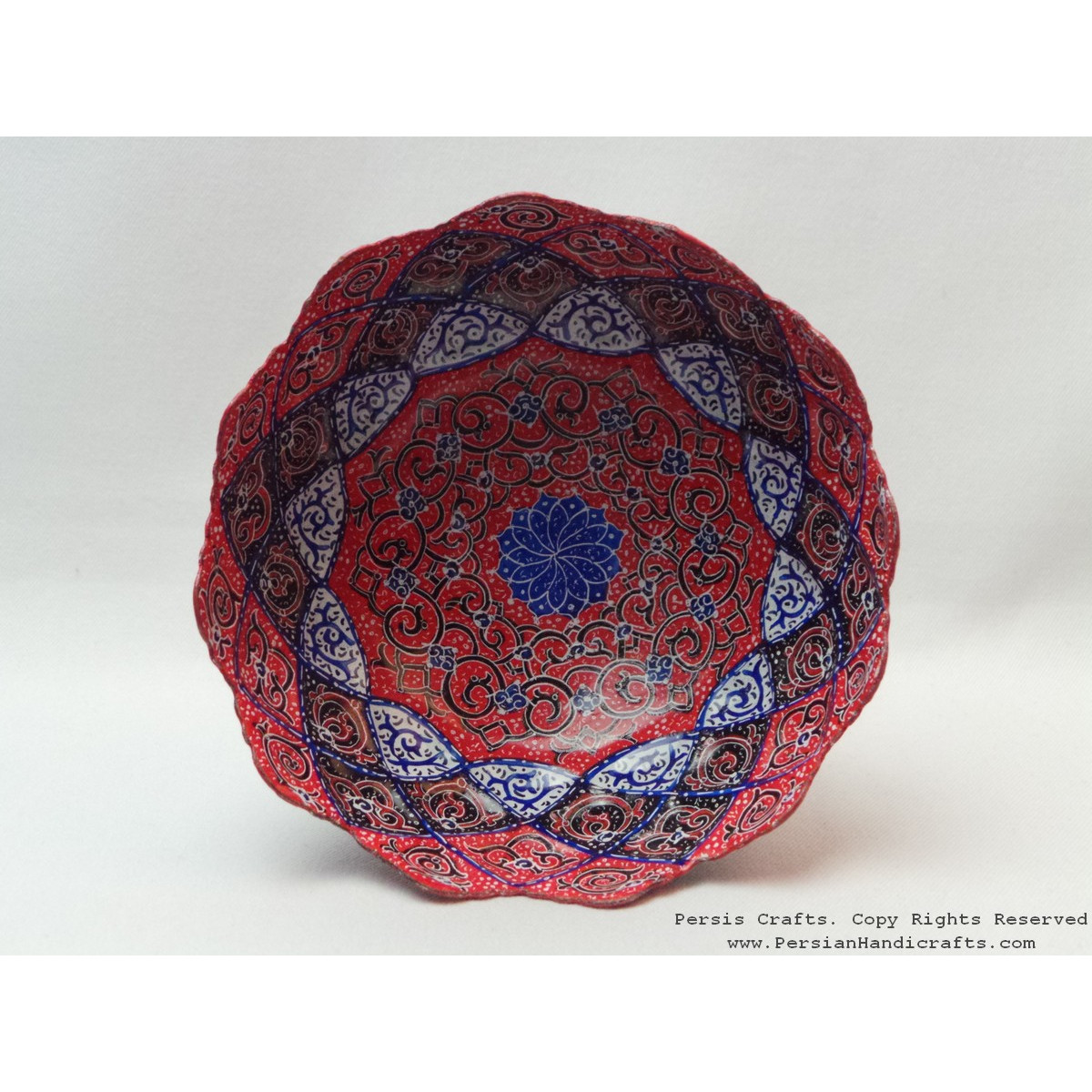 Enamel on Copper Pedestal Candy/Nut Bowl Dish - HE3013-Persian Handicrafts
