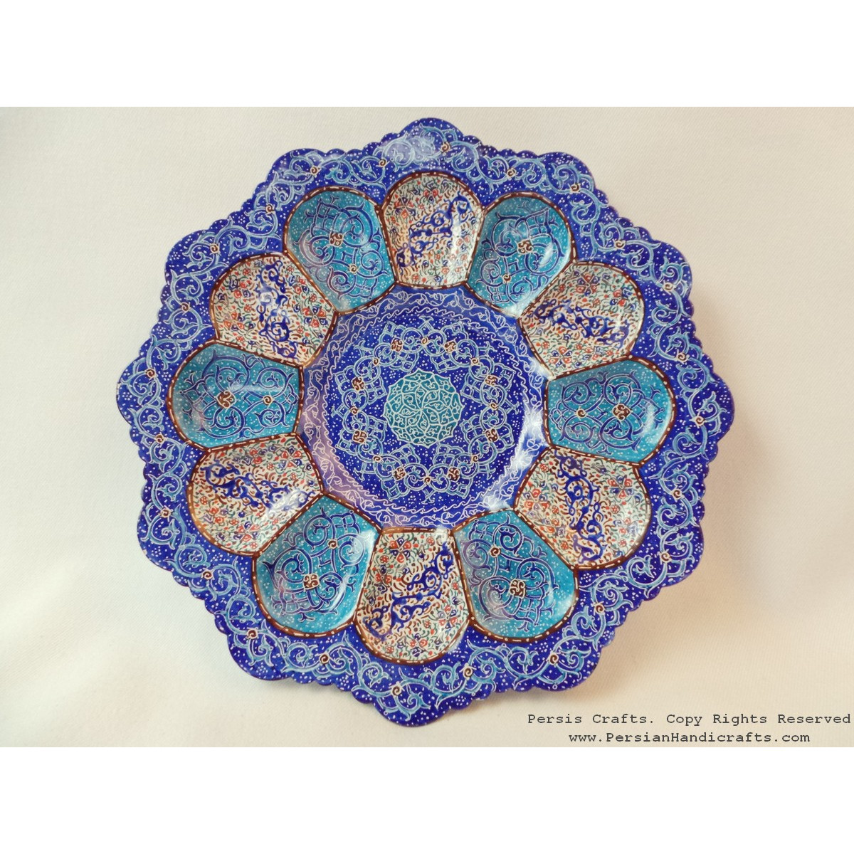 Enamel on Copper Candy/Nuts Bowl & Plate - HE3023-Persian Handicrafts