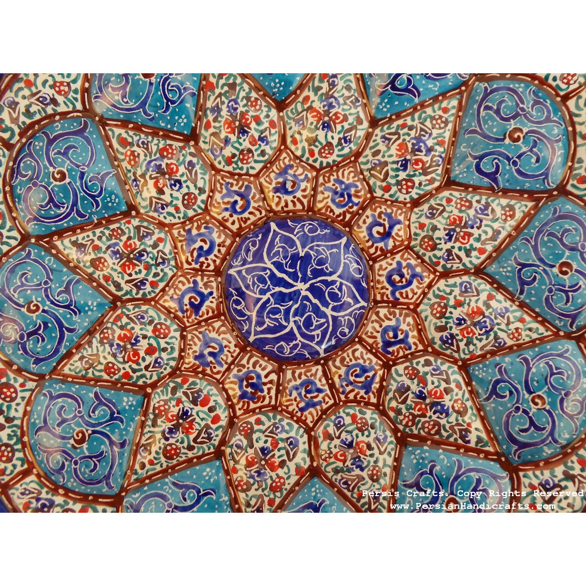 Wall Hanging Plate - Enamel (Minakari) on Copper - HE3025-Persian Handicrafts
