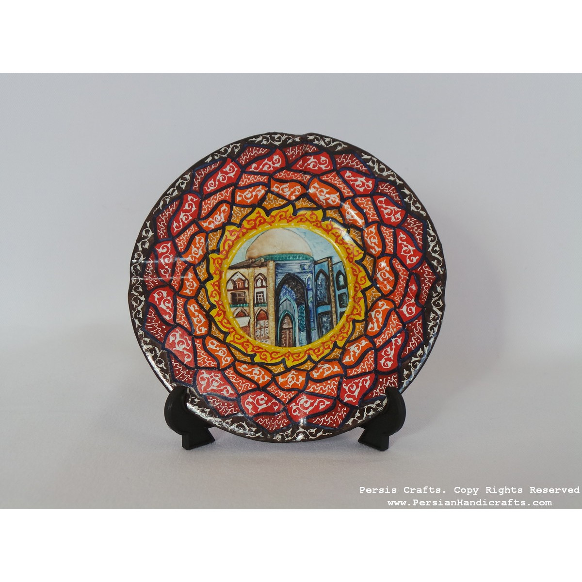 Mosque Dome Design Ash Tray - Enamel (Minakari) HE3029-Persian Handicrafts