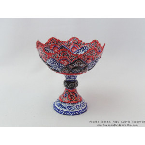 Pedestal Compote Candy Dish - Enamel (Minakari) on Copper - HE3033-Persian Handicrafts