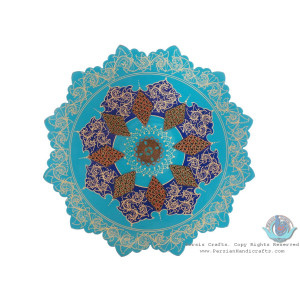 Modern Style Enamel & Khatam on Copper Pedestal Candy/Nut Dish - HE3034-Persian Handicrafts