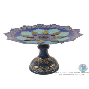 Modern Style Enamel & Khatam on Copper Pedestal Candy/Nut Dish - HE3036-Persian Handicrafts