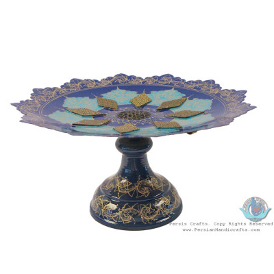 Modern Style Enamel & Khatam on Copper Pedestal Candy/Nut Dish - HE3036