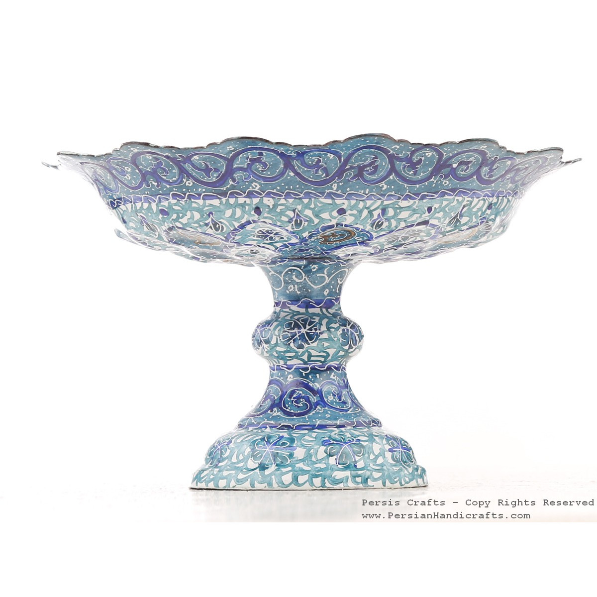 Enamel (Minakari) Pedestal Compote Candy Dish - HE3041-Persian Handicrafts