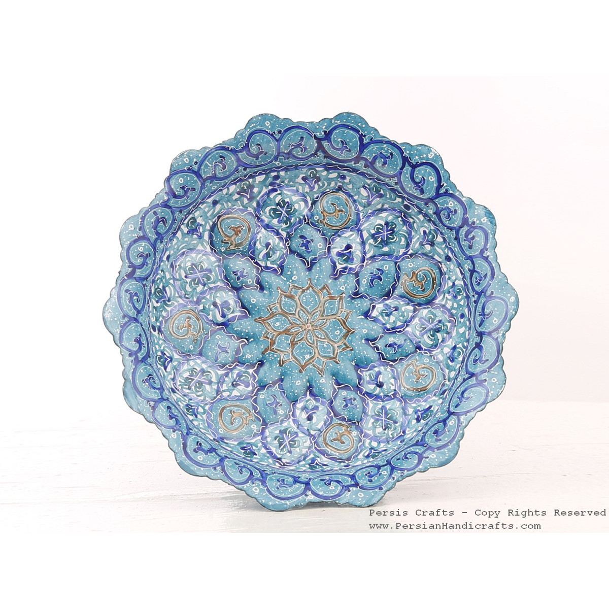 Enamel (Minakari) Pedestal Compote Candy Dish - HE3041-Persian Handicrafts