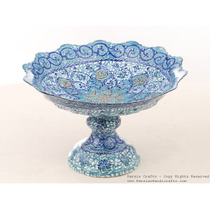 Enamel (Minakari) Pedestal Compote Candy Dish - HE3041-Persian Handicrafts