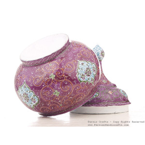 Enamel (Minakari) Sugar Candy Pot Persiada - HE3042-Persian Handicrafts
