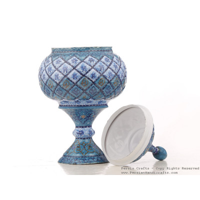 Enamel (Minakari) Pedestal Dish with Lid - HE3043