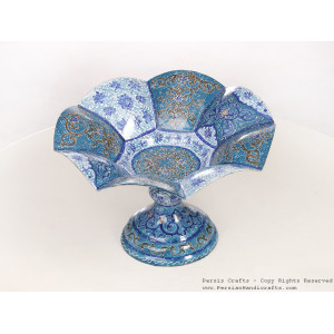 Enamel (Minakari) Pedestal Compote Dish - HE3044-Persian Handicrafts
