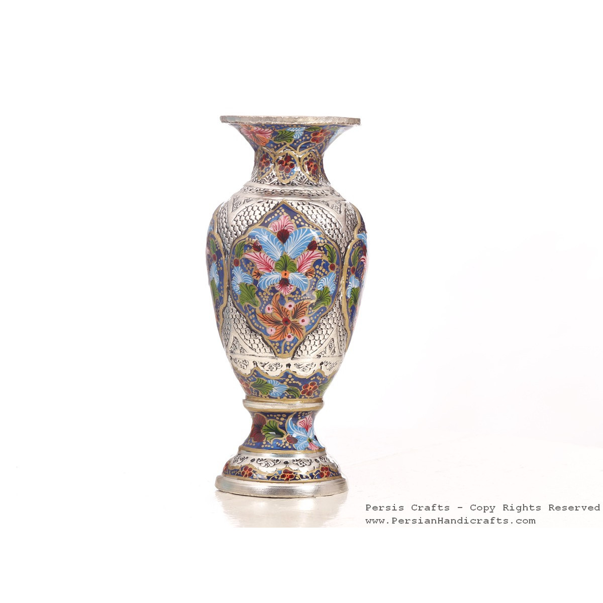Enamel Engraved Flower Vase - HE3047-Persian Handicrafts