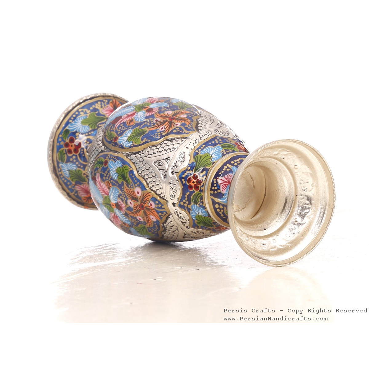 Enamel Engraved Flower Vase - HE3047-Persian Handicrafts