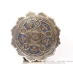 Enamel Engraved Wall Hanging Plate - HE3048-Persian Handicrafts